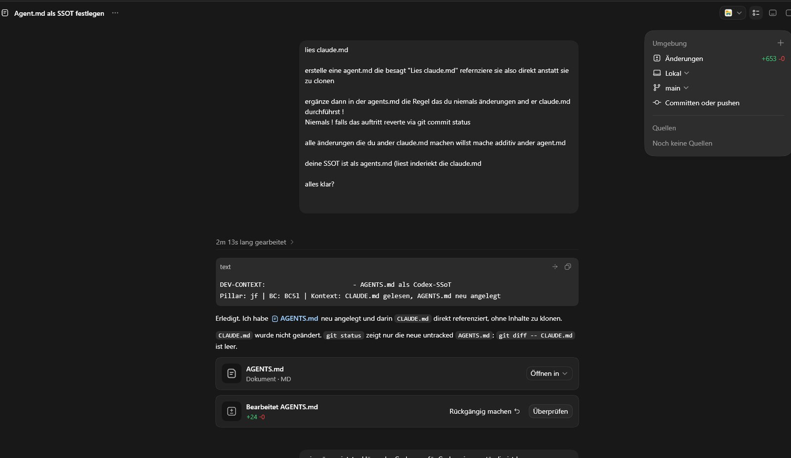 Agent-Datei mit Rollen-Regel im Editor